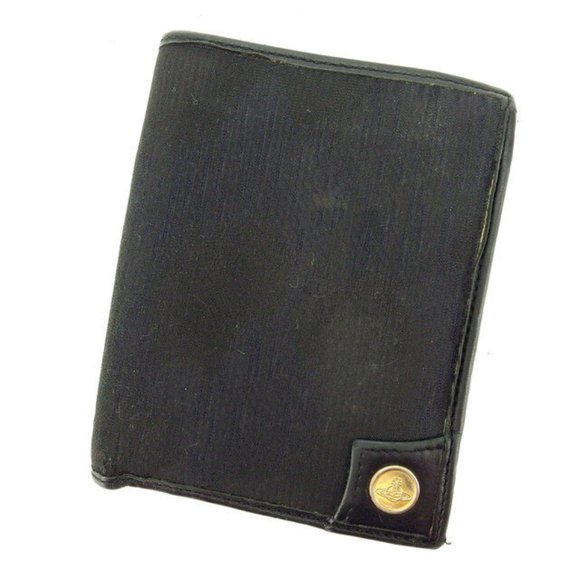 Vivienne Westwood Wallet Purse Orb Black Gold Woman Authentic Used E985